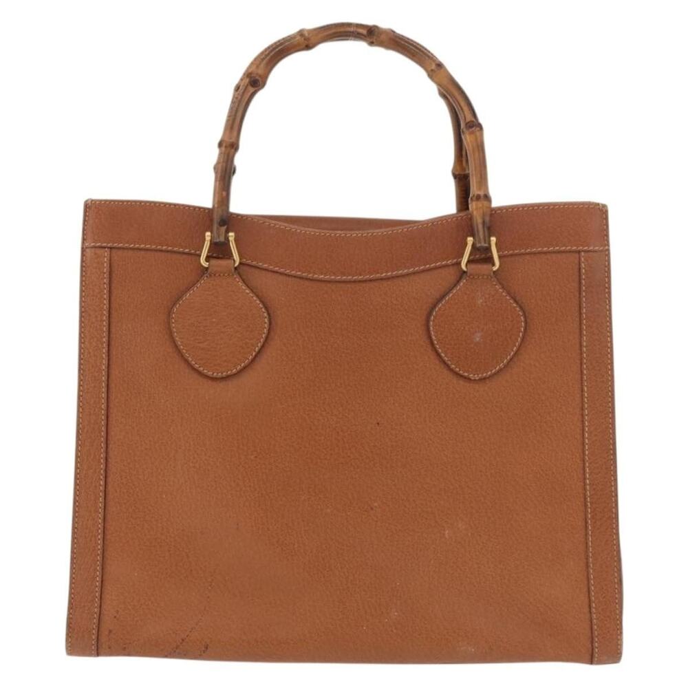 Gucci Bamboo Leather Tote Bag Brown